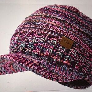 Beanie Hat with Visor Pink Purple NWOT
